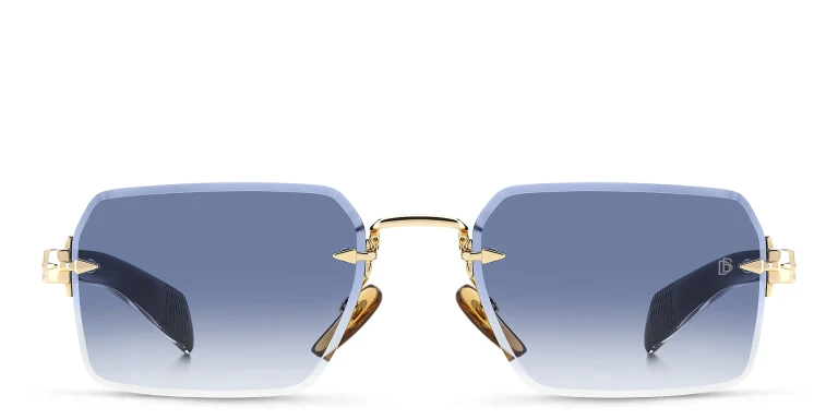 Shop DAVID BECKHAM Rimless Rectangle Sunglasses in Black online.
