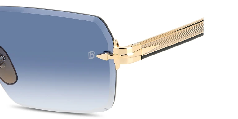 Shop DAVID BECKHAM Rimless Rectangle Sunglasses in Black online.