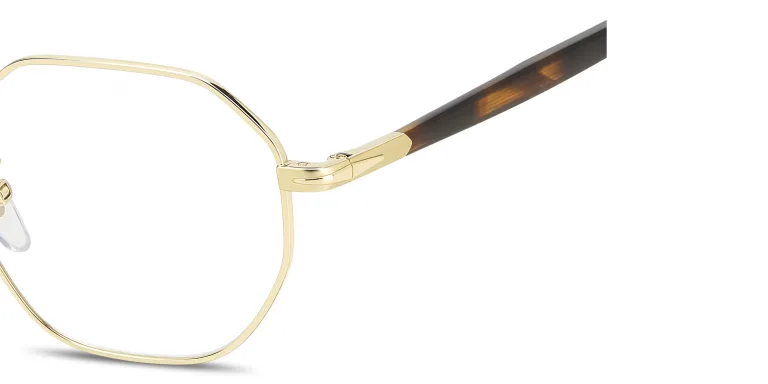 Shop DAVID BECKHAM Timeless Icons Irregular Eyeglasses in Gold online.