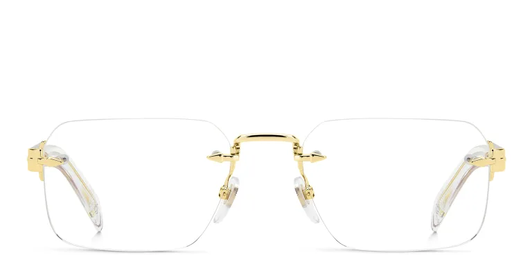 Shop DAVID BECKHAM Rimless Rectangle Eyeglasses in Gold online.