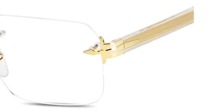 Shop DAVID BECKHAM Rimless Rectangle Eyeglasses in Gold online.