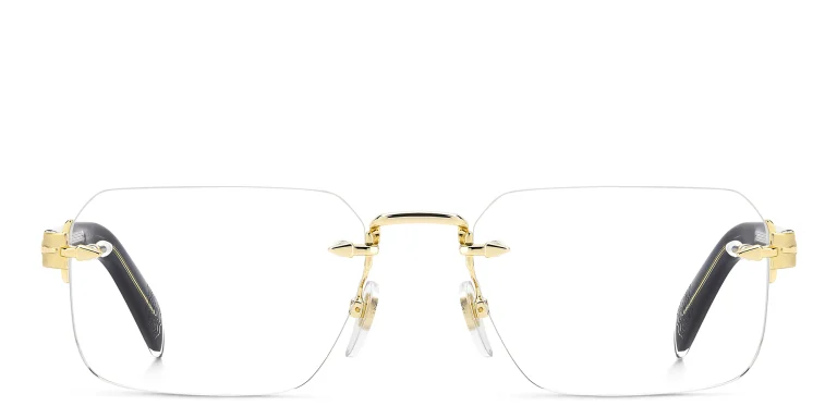 Shop DAVID BECKHAM Rimless Rectangle Eyeglasses in Black online.
