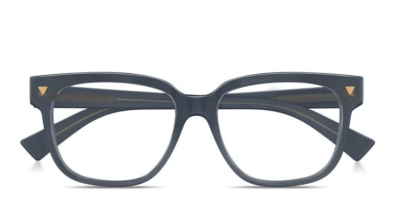 Shop BOTTEGA VENETA Triangle Stud Square Eyeglasses in Grey online.