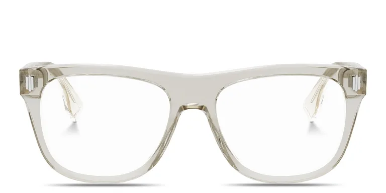 Shop FENDI Fendi First Brown Square Eyeglasses in Beige online.