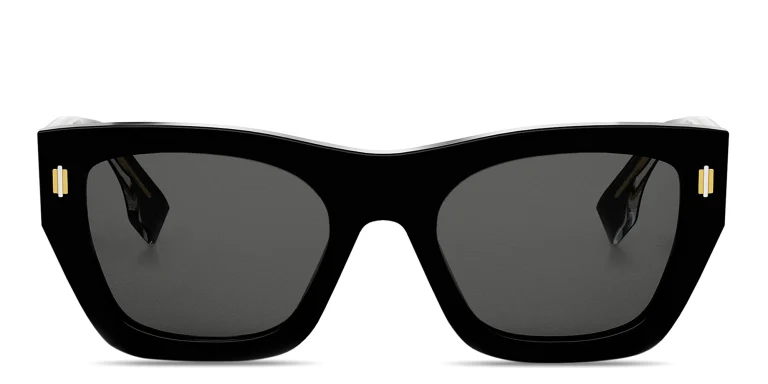 Shop FENDI Fendi Roma Black Rectangular Sunglasses in Black online.