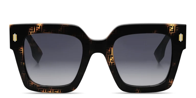 Shop FENDI Fendi Roma Havana Square Sunglasses in Black online.