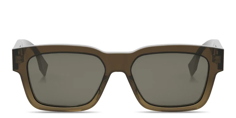 Shop FENDI O'Lock Brown Rectangular Sunglasses in Brown online.