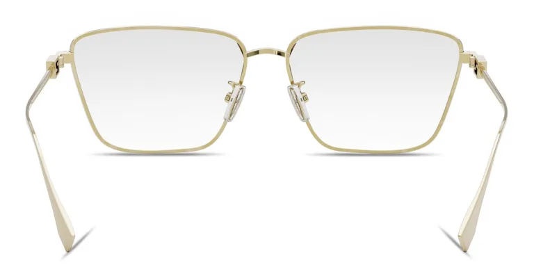 Shop FENDI Baguette Gold Rectangular Eyeglasses in Gold online.