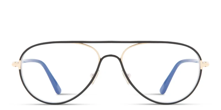 Shop TOM FORD Wide Pilot Eyeglasses in Black online.