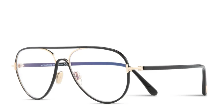Shop TOM FORD Wide Pilot Eyeglasses in Black online.