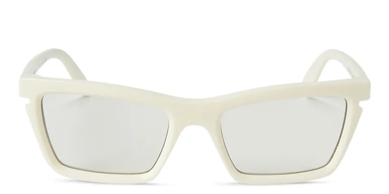 Shop OFF WHITE Style 50 Unisex Wide Cat-Eye Eyeglasses in White online.