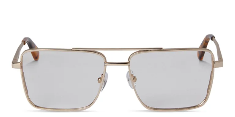 Shop OFF WHITE Style 66 Unisex Wide Rectangle Eyeglasses in Gold online.