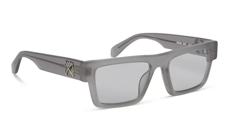 Shop OFF WHITE Style 61 Unisex Rectangle Eyeglasses in Grey online.
