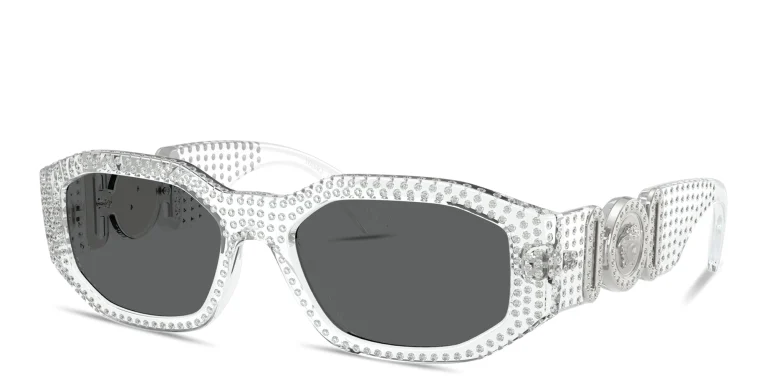 Shop VERSACE Medusa Biggie Irregular Sunglasses in Clear online.
