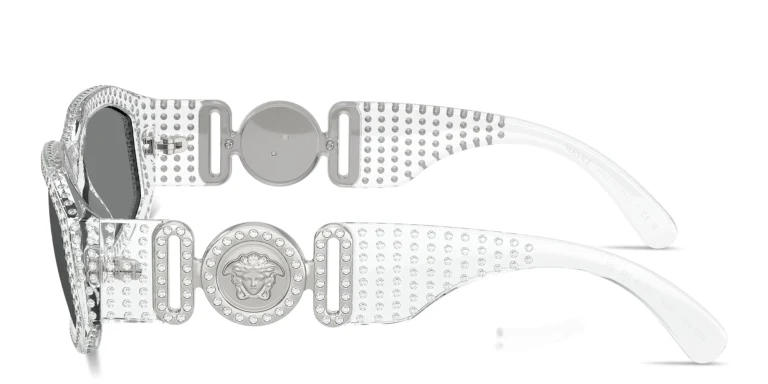 Shop VERSACE Medusa Biggie Irregular Sunglasses in Clear online.