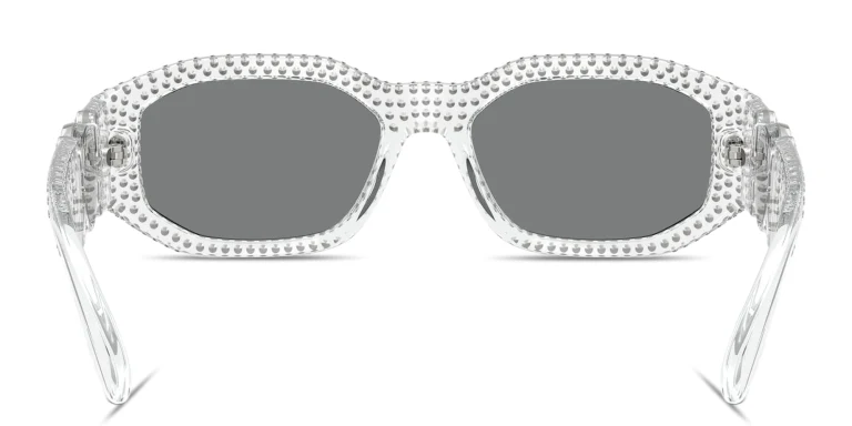 Shop VERSACE Medusa Biggie Irregular Sunglasses in Clear online.