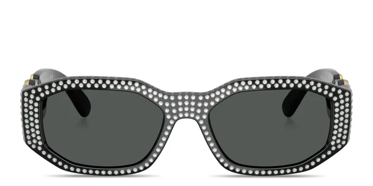Shop VERSACE Medusa Biggie Irregular Sunglasses in Black online.