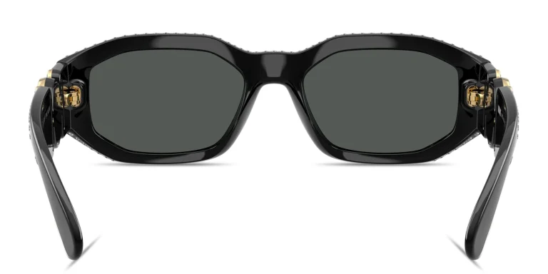 Shop VERSACE Medusa Biggie Irregular Sunglasses in Black online.