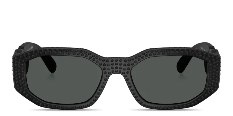 Shop VERSACE Medusa Biggie Irregular Sunglasses in Black online.