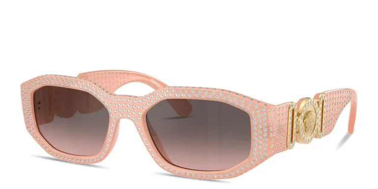 Shop VERSACE Medusa Biggie Irregular Sunglasses in Nude online.
