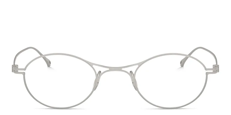 Shop GIORGIO ARMANI Double Dutch Oval Eyeglasses in Silver online.