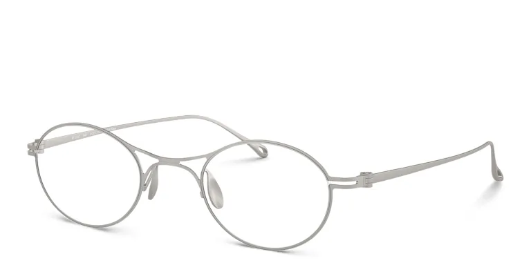 Shop GIORGIO ARMANI Double Dutch Oval Eyeglasses in Silver online.