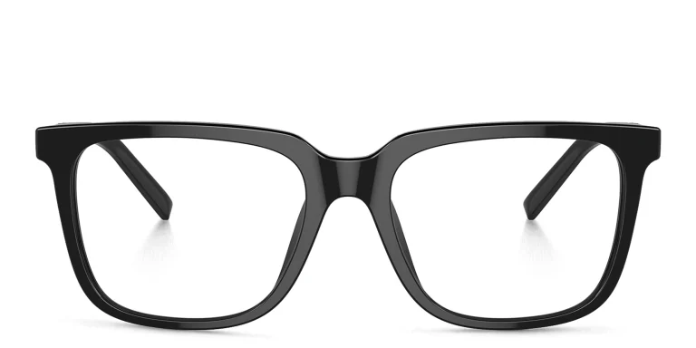 Shop GIORGIO ARMANI Rectangle Eyeglasses in Black online.