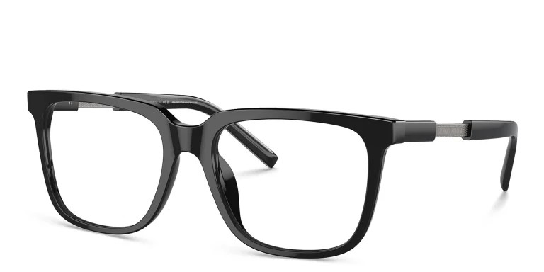 Shop GIORGIO ARMANI Rectangle Eyeglasses in Black online.