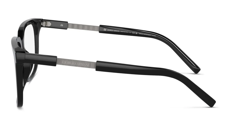 Shop GIORGIO ARMANI Rectangle Eyeglasses in Black online.