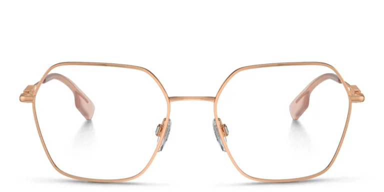 Shop BURBERRY Logo Irregular Eyeglasses in Gold online.