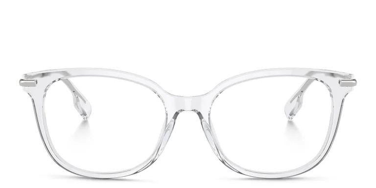 Shop BURBERRY Logo Square Eyeglasses in Clear online.