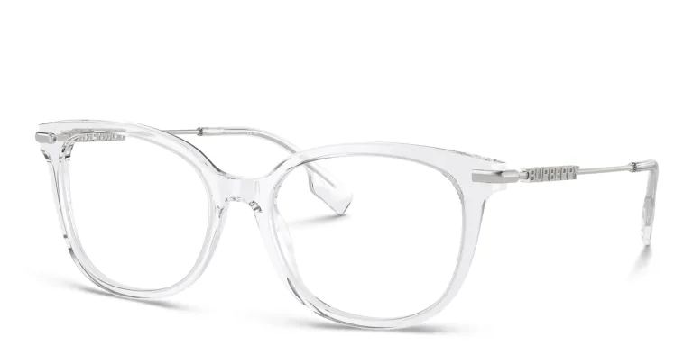 Shop BURBERRY Logo Square Eyeglasses in Clear online.