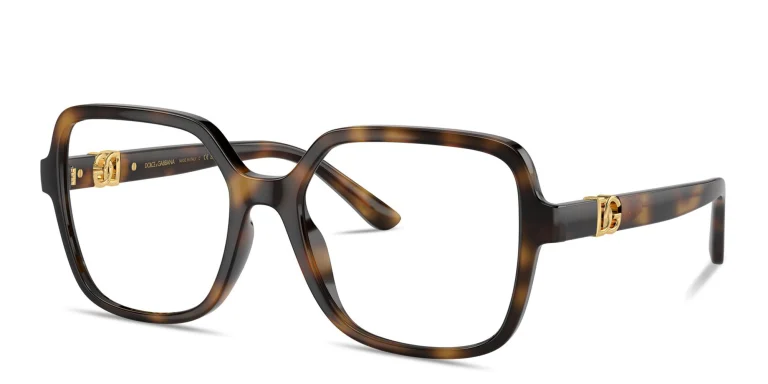 Shop Dolce & Gabbana DG Oversized Square Eyeglasses in Havana online.