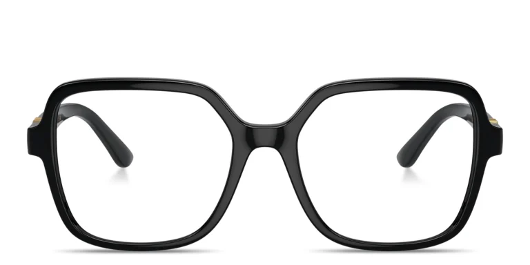 Shop Dolce & Gabbana DG Oversized Wide Square Eyeglasses in Black online.