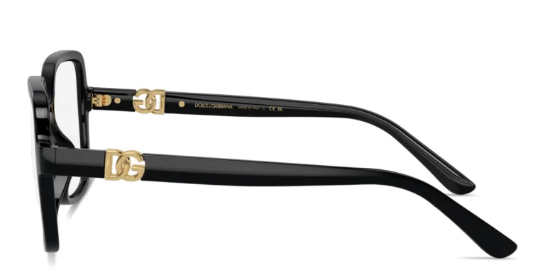 Shop Dolce & Gabbana DG Oversized Wide Square Eyeglasses in Black online.