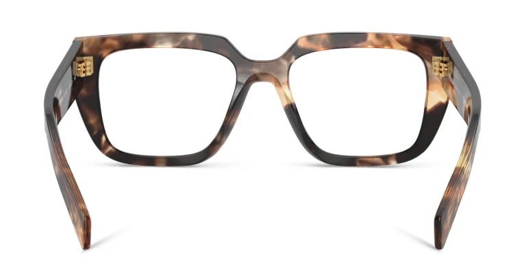 Shop PRADA Logo Irregular Eyeglasses in Havana online.