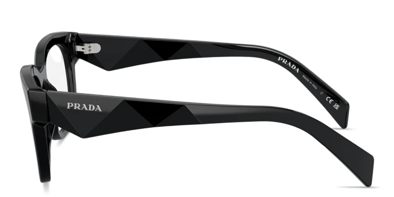 Shop PRADA Logo Signature Pillow Eyeglasses in Black online.