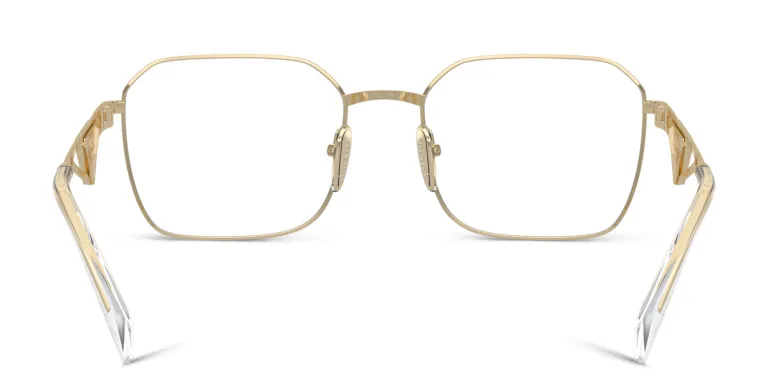 Shop PRADA Wide Irregular Eyeglasses in Gold online.