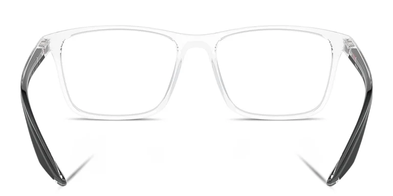 Shop Prada Linea Rossa Logo Lettering Wide Pillow Eyeglasses in Clear online.