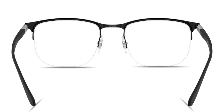 Shop Ray-Ban Optics Unisex Half-Rim Irregular Eyeglasses in Black online.