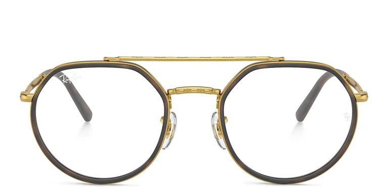 Shop Ray-Ban Unisex Irregular Eyeglasses in Gold online.