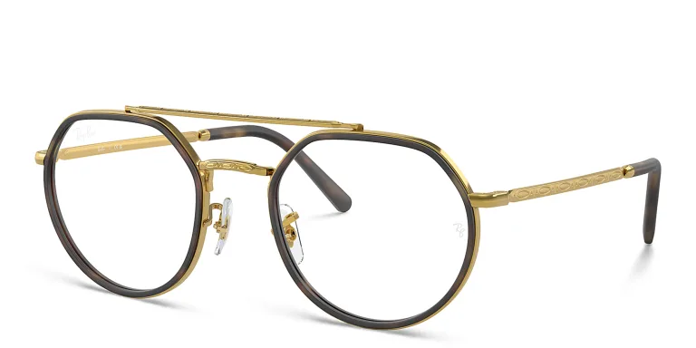 Shop Ray-Ban Unisex Irregular Eyeglasses in Gold online.
