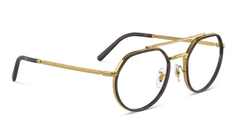 Shop Ray-Ban Unisex Irregular Eyeglasses in Gold online.