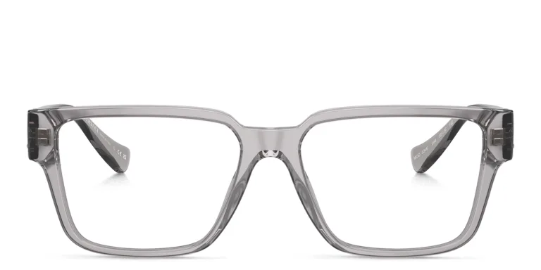 Shop VERSACE Rectangle Eyeglasses in Grey online.