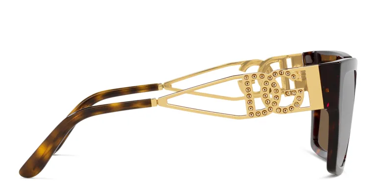 Shop Dolce & Gabbana Square Sunglasses in Havana online.