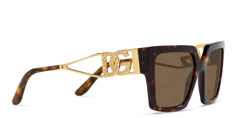 Shop Dolce & Gabbana Square Sunglasses in Havana online.