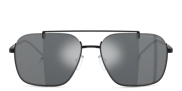 Shop Emporio Armani Rectangle Sunglasses in Black online.