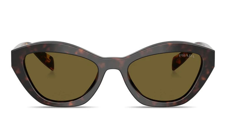 Shop PRADA Logo Print Butterfly Sunglasses in Tortoise online.