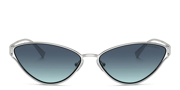 Shop TIFFANY T Motif Cat-Eye Sunglasses in Silver online.