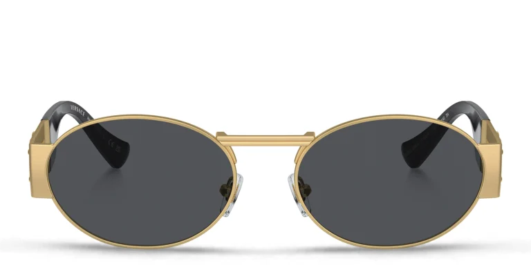 Shop VERSACE Medusa Unisex Oval Sunglasses in Gold online.